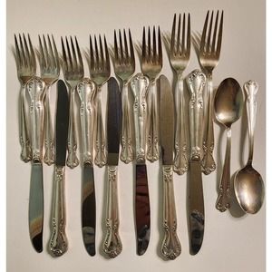 1950's ROGERS & BRO Daybreak Elegant Lady Flatware 17 Pc Set: See Description